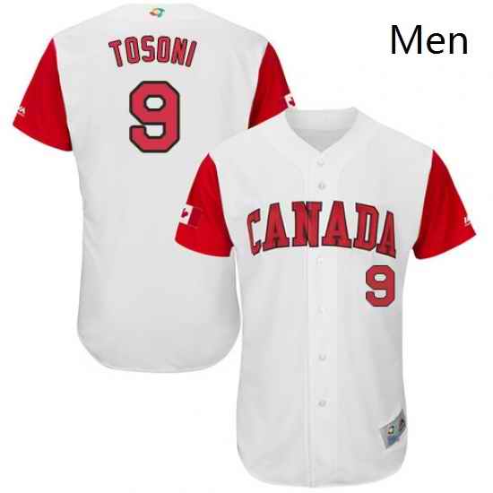 Mens Canada Baseball Majestic 9 Rene Tosoni White 2017 World Baseball Classic Authentic Team Jersey